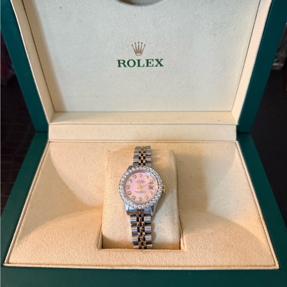 Rolex Women's Pink Dial Two-Tone Watch